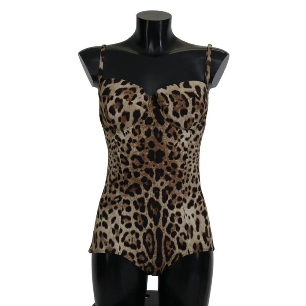 Dolce & Gabbana Leopard Print Swimsuit BIK1643 Men White Swimwear